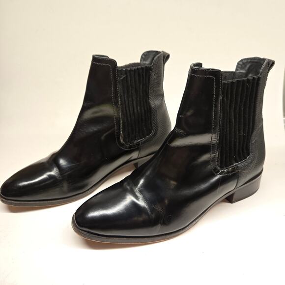 Kurt Geiger Sloane Chelsea Ankle Boot in Black Leather Mixed Textures, 39-US 8.5 - Picture 1 of 12